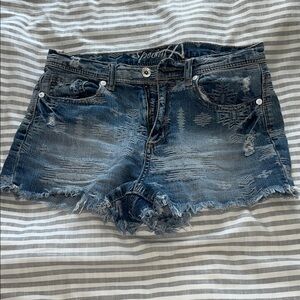 Special A Distressed Jean Shorts - Dark Blue